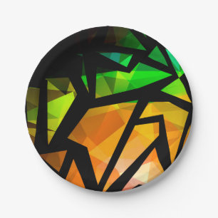 Abstract modern polygonal graffiti geometrical dar pappteller