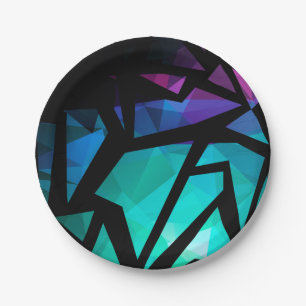 Abstract modern polygonal graffiti geometrical dar pappteller