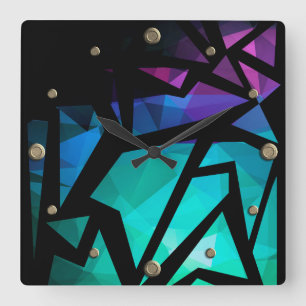 Abstract modern polygonal graffiti geometrical dar quadratische wanduhr