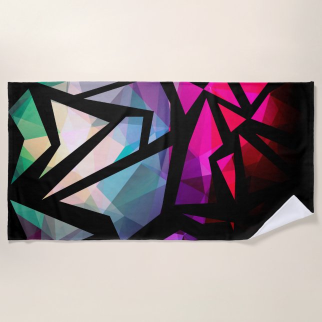 Abstract modern polygonal graffiti geometrical dar strandtuch (Vorderseite)