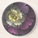 Abstract Modern Purpur Khaki Gray Fractal Flower Getränkeuntersetzer<br><div class="desc">Magical big fantasy flower with bold colors.
Design for your sandstone coaster and more.</div>