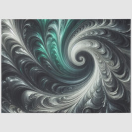 Abstract Modern Swirling Green, Silver and Black Seidenpapier
