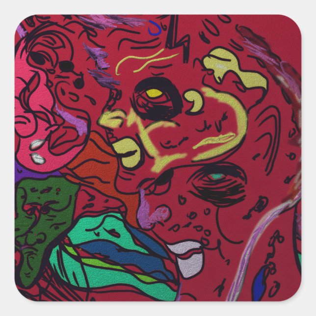 Abstract Moon Galaxy Art Square Stickers (Vorderseite)