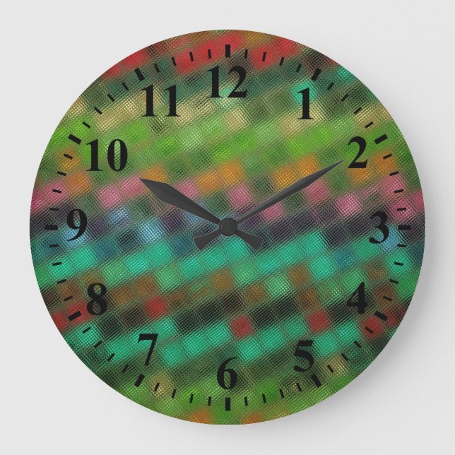 Abstract Mosaic Glass Pattern Große Wanduhr (Vorderseite)