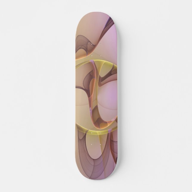 Abstract Motions Modern Pink Golden Fractal Art Skateboard (Vorne)