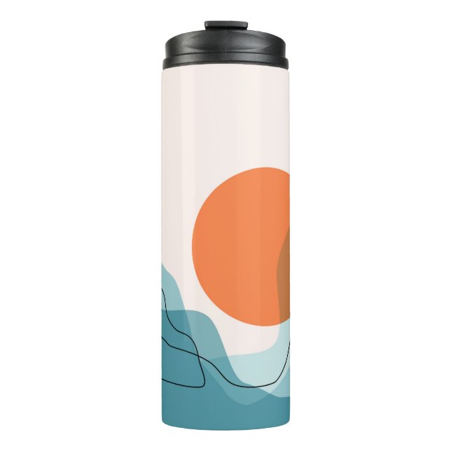Abstract mountain range landscape, flat scenery ba thermosbecher (Vorderseite)