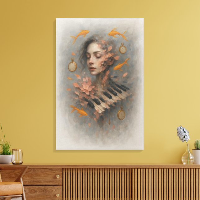 Abstract Music Art | Surreal Piano Leinwanddruck (Insitu (Wohnzimmer))