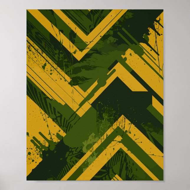 Abstract Mustard Strikes on Deep Green background Poster (Vorne)