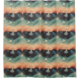 Abstract Nature: Minimalist Lotus & Bird Design Duschvorhang