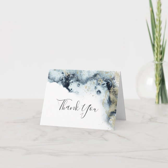Abstract Navy Watercolor Thank You Card Dankeskarte (Vorderseite)