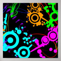 Abstract neon splatter modern poster