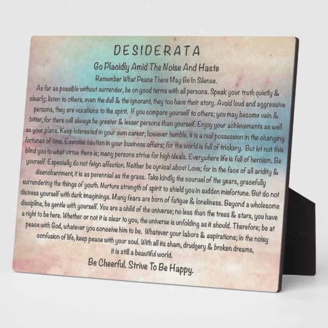 Abstract Ocean Beach=Desiderata Poem Fotoplatte (Seite)