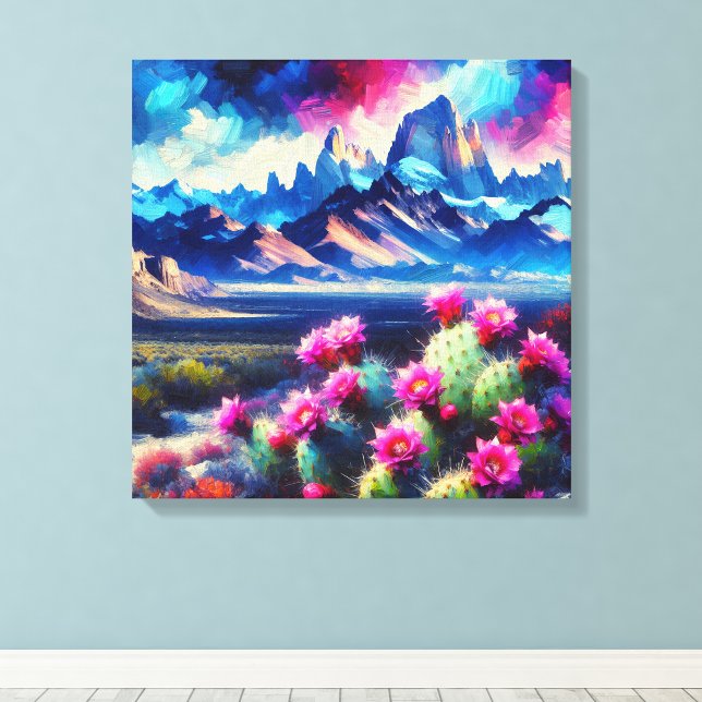 Abstract of Mountain Range Blooming Cactus Leinwanddruck (Von Creator hochgeladen)