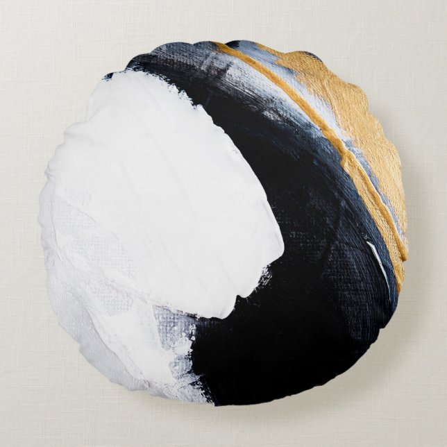 Abstract oil texture background. Abstract art gold Rundes Kissen (Vorderseite)