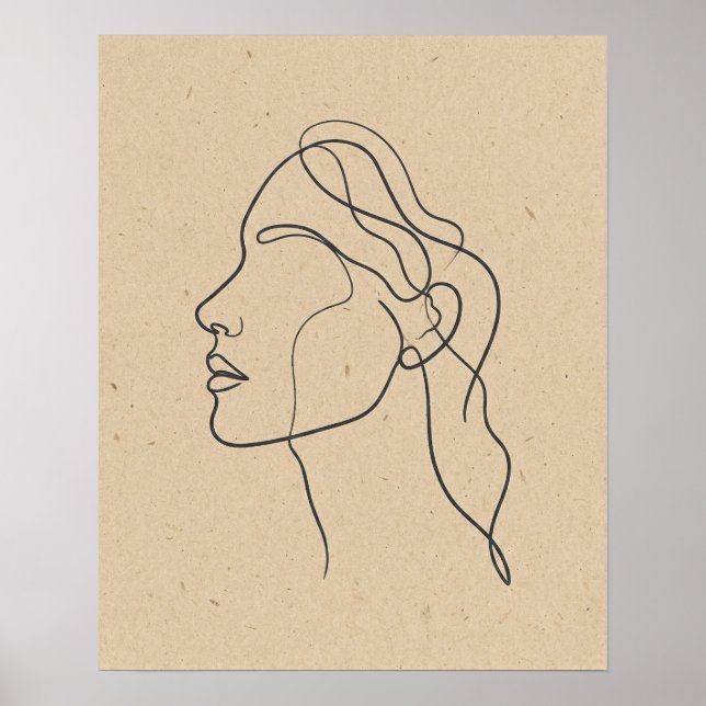 Abstract One Line Face Drawing Boho Minimalist  Poster (Vorne)