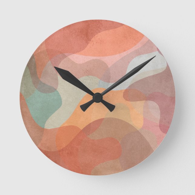 Abstract Overlapping Pastel Blobs Background Runde Wanduhr (Vorderseite)