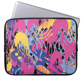Abstract Paint Splashes Yellow Blue Pink Modern. Laptopschutzhülle