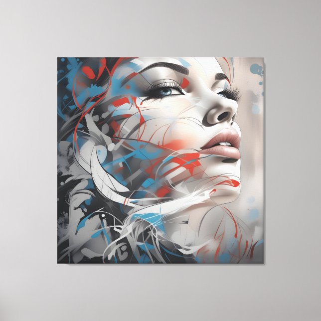 Abstract painting beautiful woman face leinwanddruck (Vorderseite)