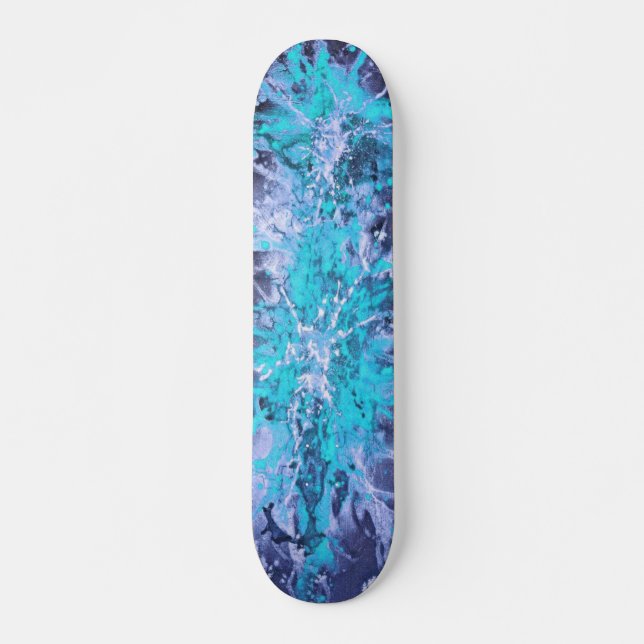 Abstract painting | blue splattergrunge skateboard (Vorne)