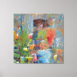 Abstract Painting of a Girl picking flowers Leinwanddruck