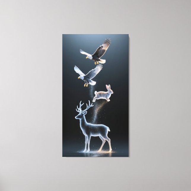 Abstract particle animal silhouettes leinwanddruck (Vorderseite)