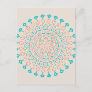 Abstract Pastel Colors Mandala Postkarte