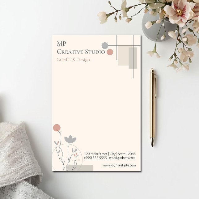 Abstract Pastel Design: Modern Florals & Geometry  Briefpapier (Von Creator hochgeladen)