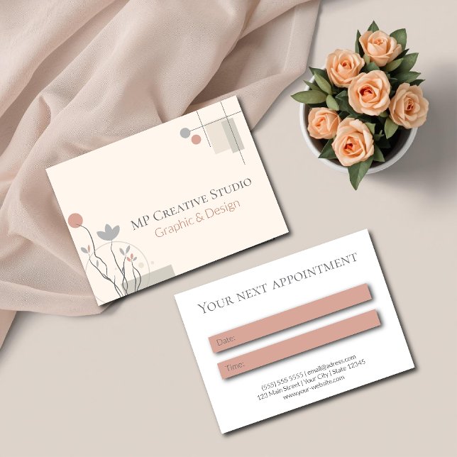 Abstract Pastel Design: Modern Florals & Geometry Terminkarte (Von Creator hochgeladen)