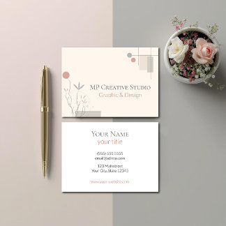 Abstract Pastel Design: Modern Florals & Geometry Visitenkarte