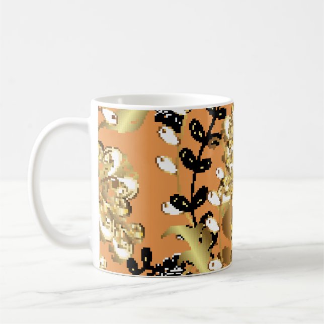 abstract pattern on orange yellow background with  kaffeetasse (Links)