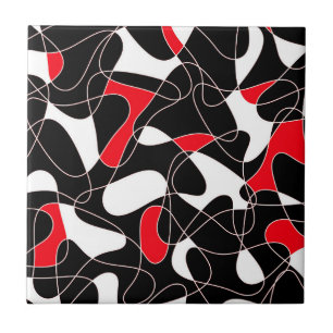 Abstract pattern - red, black and white. fliese