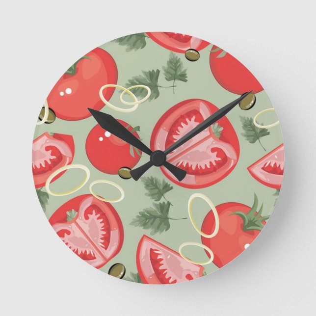 Abstract pattern with tomato runde wanduhr (Vorderseite)