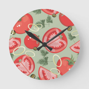 Abstract pattern with tomato runde wanduhr