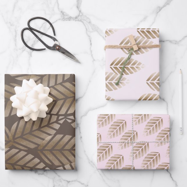 Abstract Pine Cones Of Copper And Platinum Pattern Geschenkpapier Set (Vorderseite)