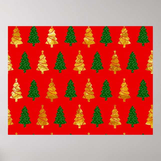 Abstract Pine Trees with Foil Texture Seamless Chr Poster (Vorne)