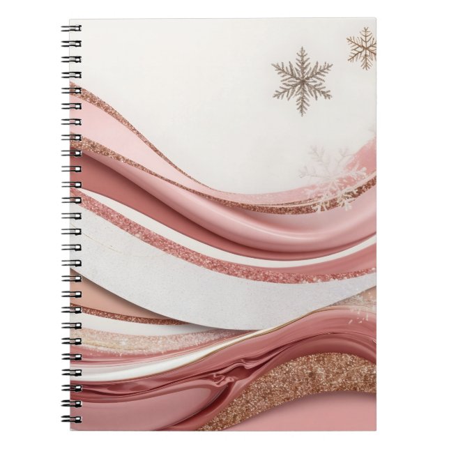 Abstract Pink and Gold Glitter Waves Notebook Notizblock (Vorderseite)