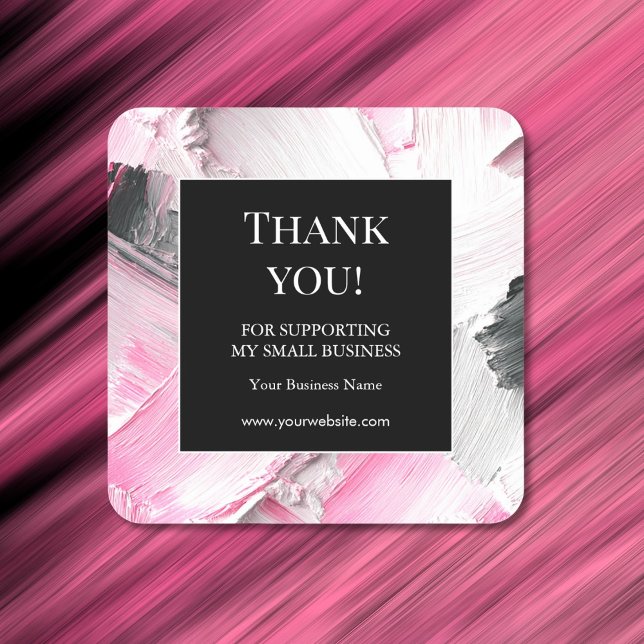 Abstract Pink Black Business Thank You Sticker (Von Creator hochgeladen)
