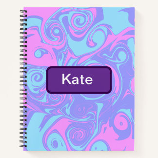 Abstract Pink Blue swirls Notizbuch
