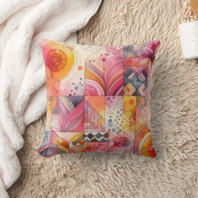 Abstract Pink Colorful Geometric Design Kissen (Decke)