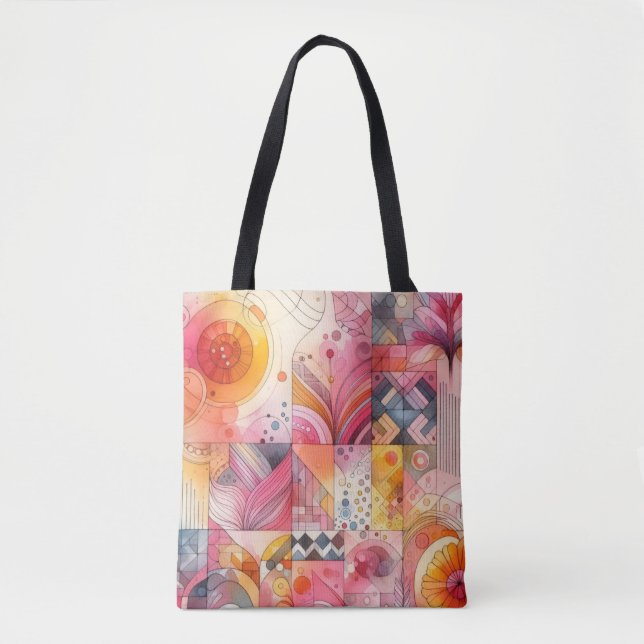 Abstract Pink Colorful Geometric Design Tasche (Vorderseite)