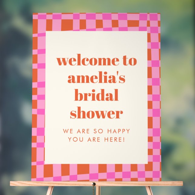 Abstract Pink Orange Custom Bridal Shower Welcome  Acrylschild (Neutral)