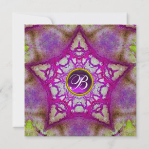 ABSTRACT PINK STAR LILA AMETHYST-MONOGRAMM EINLADUNG