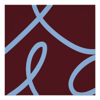 Abstract Poster – Blue Lines on Burgundy