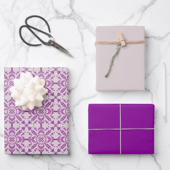 Abstract Purple Orchid Flower Design Pattern Art Geschenkpapier Set (Vorderseite)