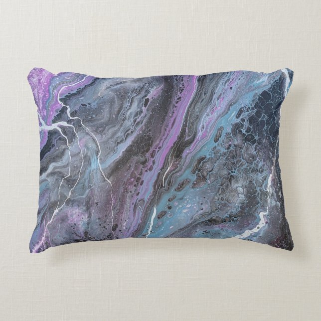Abstract Purple & Teal Flow Dekokissen (Vorderseite)