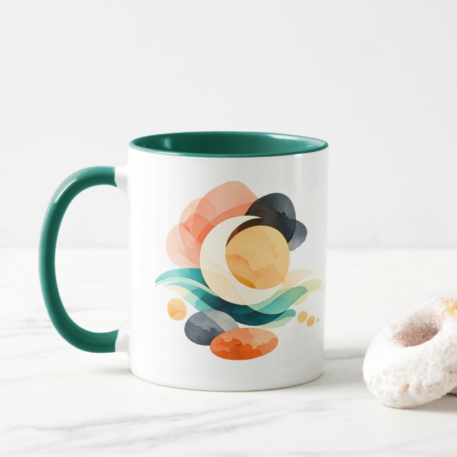 Abstract Rainbow Pot of Gold St. Patrick's Day Mug (Avec donut)