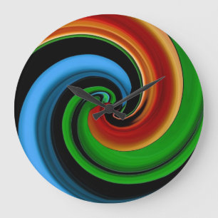 Abstract Rainbow Swirl Wall Clock Große Wanduhr
