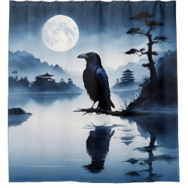 Abstract Raven 001 Shower Curtain Duschvorhang