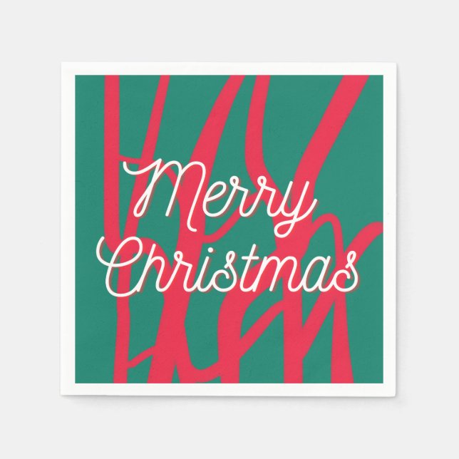 Abstract Red Green Personalized Merry Christmas Serviette (Vorderseite)