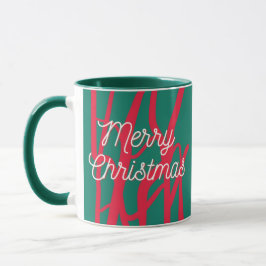 Abstract Red Green Personalized Merry Christmas Tasse